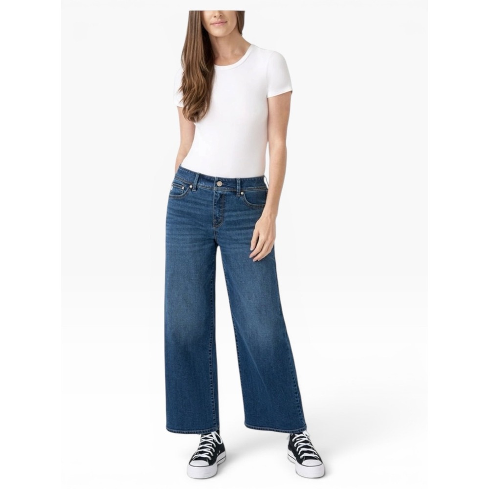 NWT Seven7 Wide Leg Sneaker Jeans High Rise Blue Women Size 4 Stretch Denim
